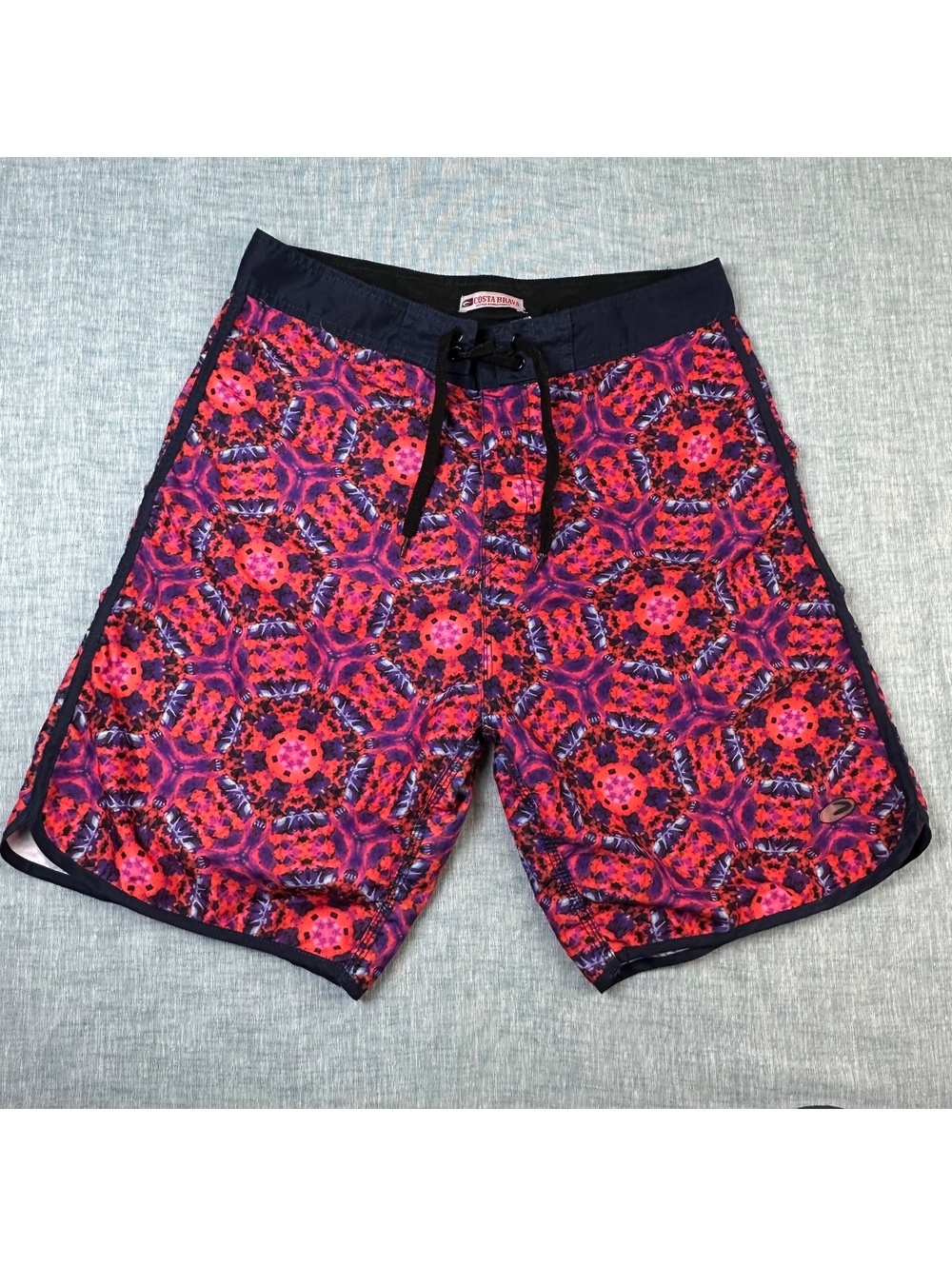 Y2K Costa Brava Fitted Board Shorts Mens Pink Surf Swim Trunks Kaleidoscope Sz M
